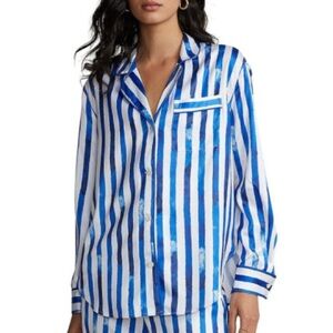 Rugby Ralph Lauren Blue and White Striped Button Down Shirt